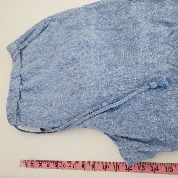 Talbots Womens Blue 100% Linen Tasseled Pants Size 22W Lightweight Beach - Picture 7 of 9
